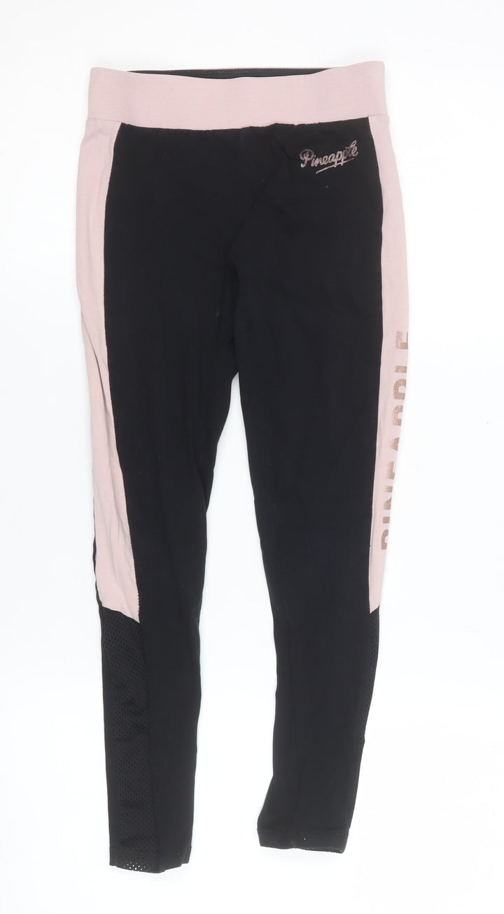Pineapple Girls Black & Pink Ankle Leggings 10-11 Years Dance Activewear