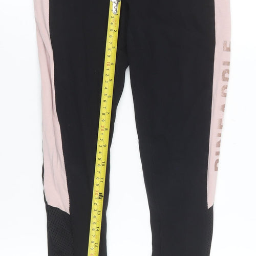 Pineapple Girls Black & Pink Ankle Leggings 10-11 Years Dance Activewear