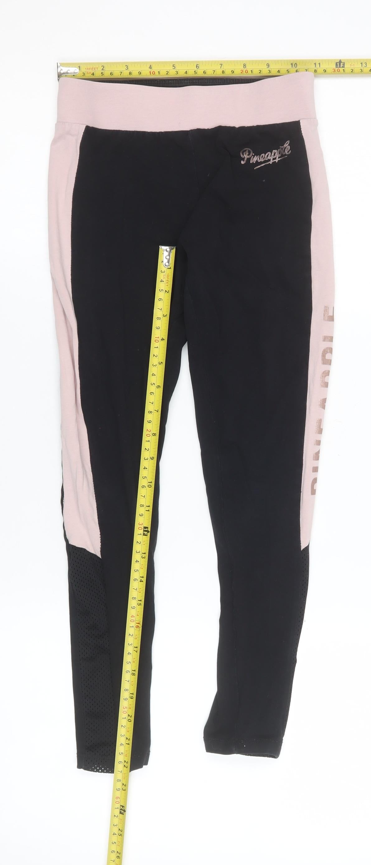 Pineapple Girls Black & Pink Ankle Leggings 10-11 Years Dance Activewear