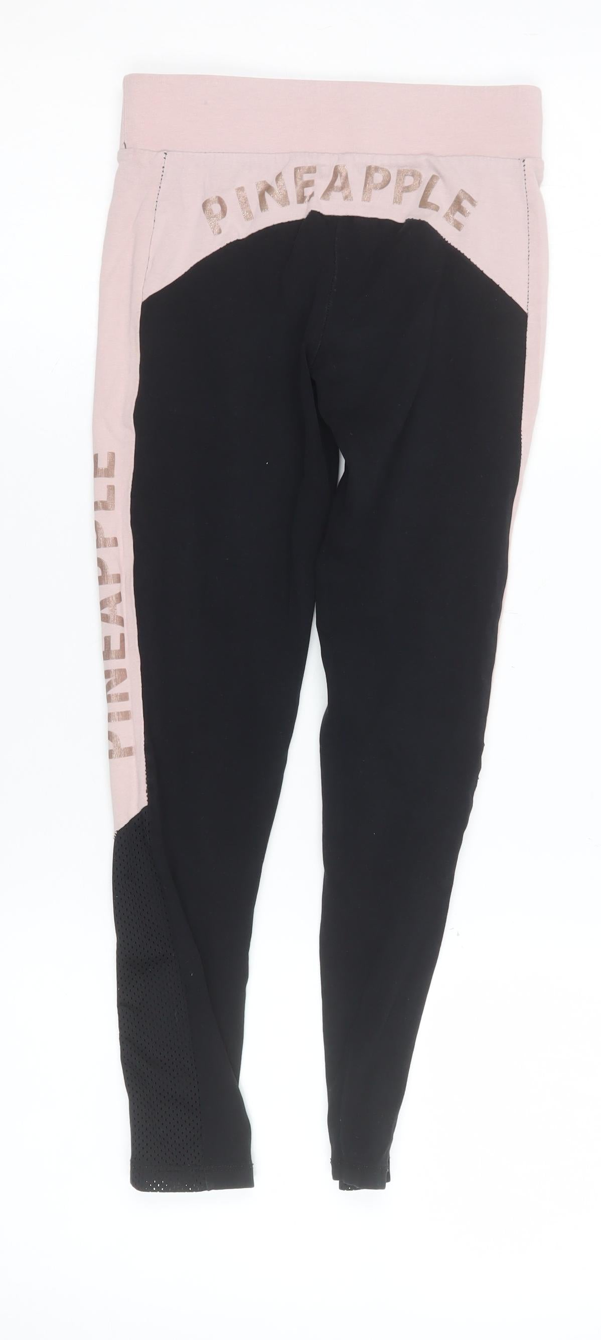 Pineapple Girls Black & Pink Ankle Leggings 10-11 Years Dance Activewear