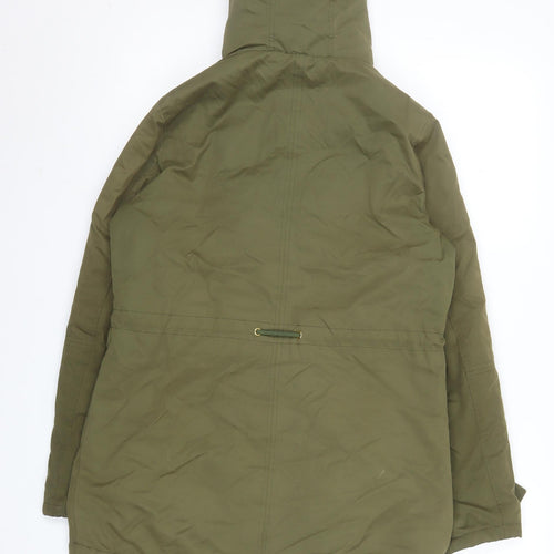Authentic Women's Green Parka Jacket Size 8 Hooded Mid-Length