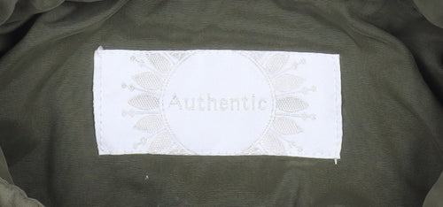 Authentic Women's Green Parka Jacket Size 8 Hooded Mid-Length