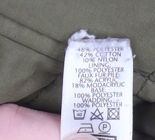 Authentic Women's Green Parka Jacket Size 8 Hooded Mid-Length