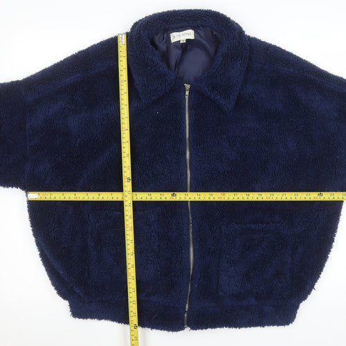In The Style Women's Blue Fleece Bomber Jacket Size 14