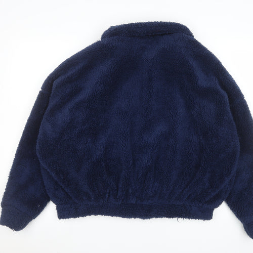 In The Style Women's Blue Fleece Bomber Jacket Size 14