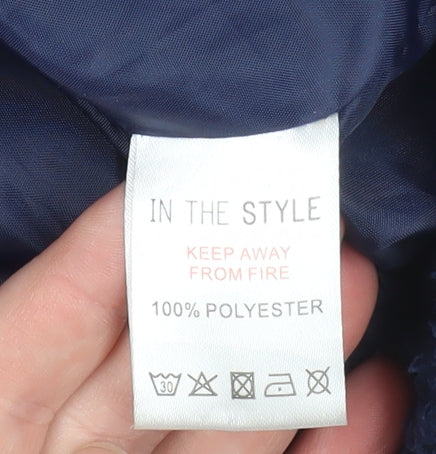 In The Style Women's Blue Fleece Bomber Jacket Size 14