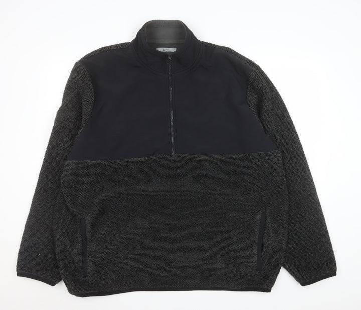 Tu Mens Grey 2XL Fleece 1/2 Zip Pullover Sweatshirt