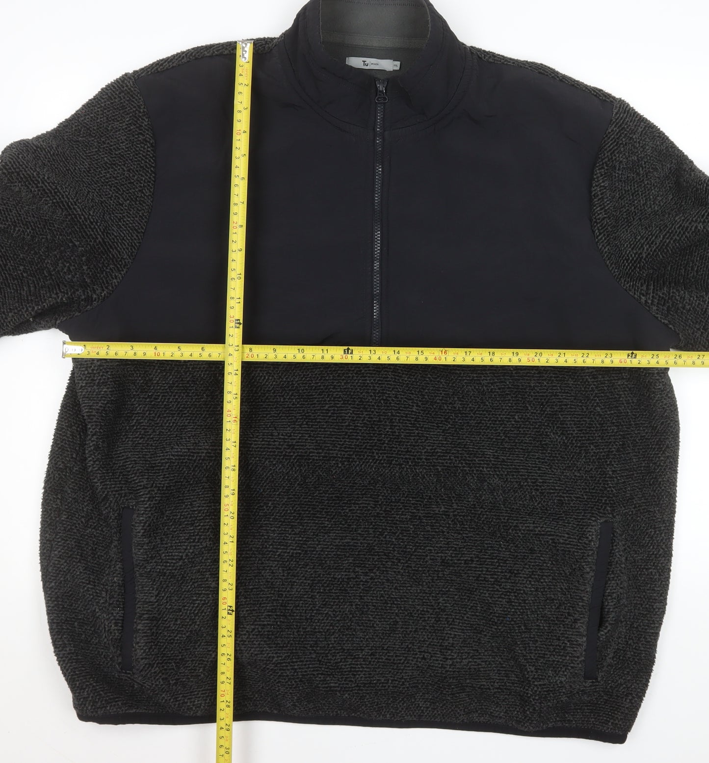 Tu Mens Grey 2XL Fleece 1/2 Zip Pullover Sweatshirt