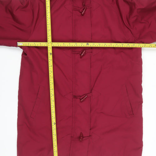 Being Casual Womens Red Hooded Duffle Coat Size 12 Mid-Length