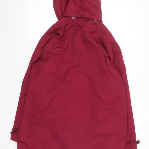 Being Casual Womens Red Hooded Duffle Coat Size 12 Mid-Length