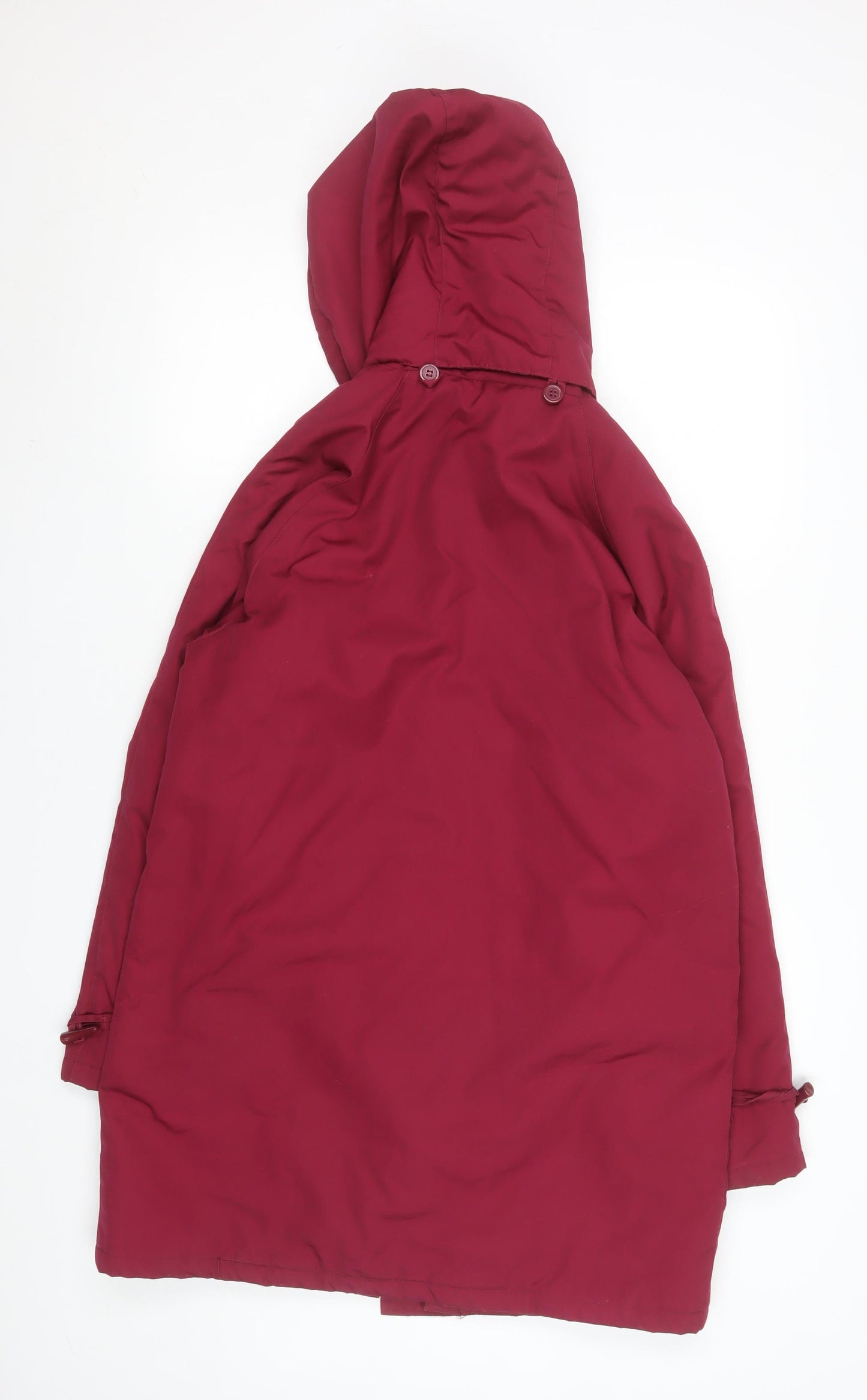 Being Casual Womens Red Hooded Duffle Coat Size 12 Mid-Length