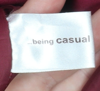 Being Casual Womens Red Hooded Duffle Coat Size 12 Mid-Length