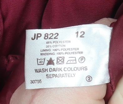 Being Casual Womens Red Hooded Duffle Coat Size 12 Mid-Length