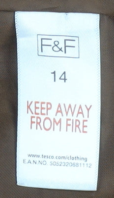 F&F Women's Brown Polyester Mid-Length Trench Coat Size 14