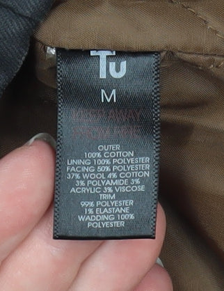 Tu Mens Black Waxed Cotton Mid-Length Jacket Size M Outdoor Coat