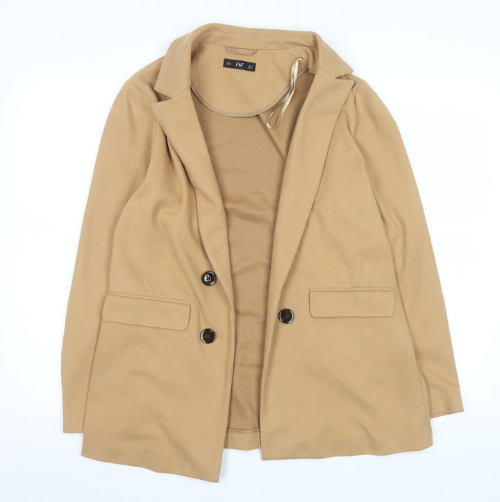 F&F Women’s Beige Blazer Jacket Size 10 Regular Fit Lined Classic Style