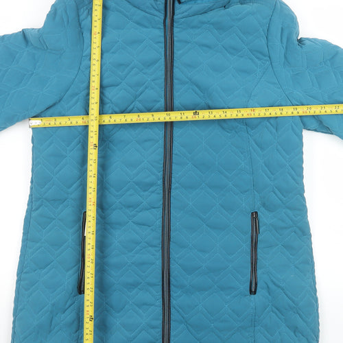Bonmarché Women’s Blue Quilted Hooded Long Coat Size 16