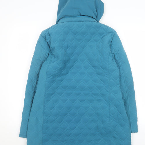 Bonmarché Women’s Blue Quilted Hooded Long Coat Size 16