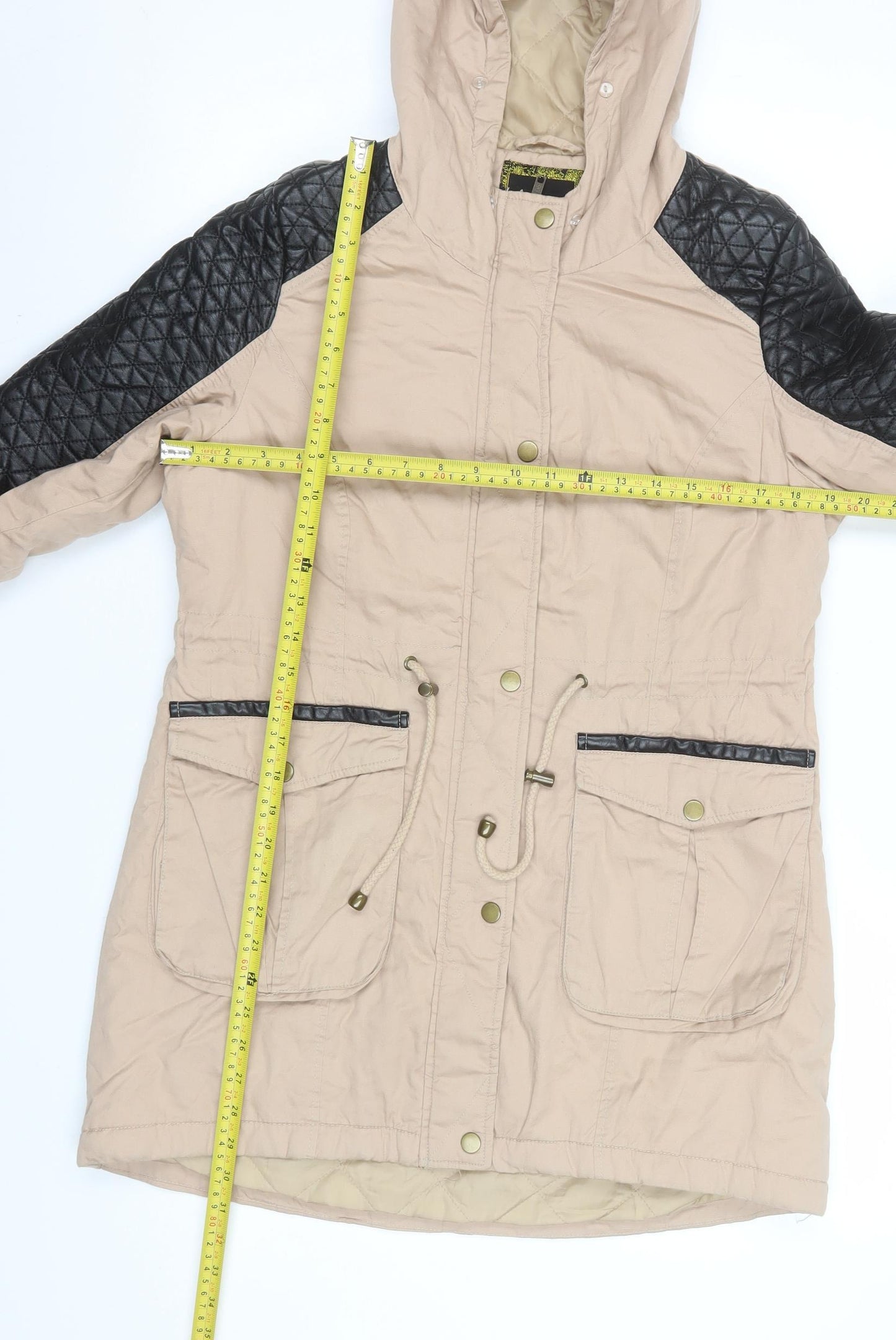 Outerwear Premium Collection Womens Beige Parka Jacket Size 10 Hooded Lined