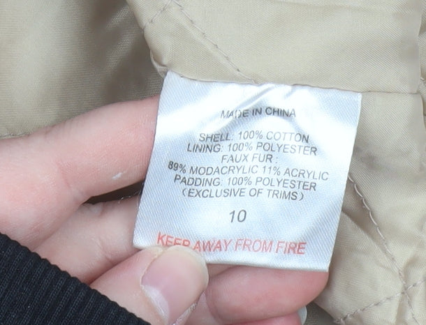 Outerwear Premium Collection Womens Beige Parka Jacket Size 10 Hooded Lined