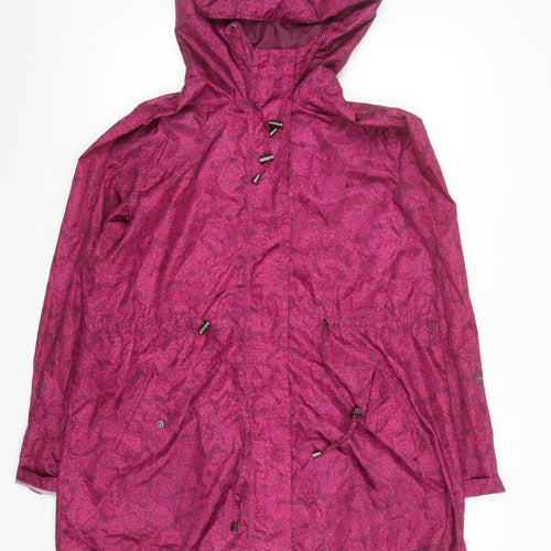 TU Women’s Pink Floral Hooded Rain Coat Jacket Size M