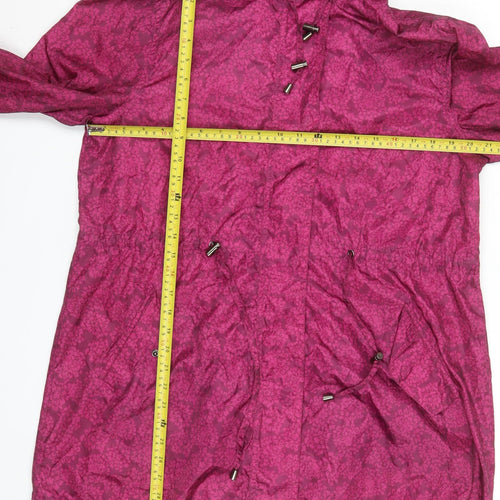 TU Women’s Pink Floral Hooded Rain Coat Jacket Size M