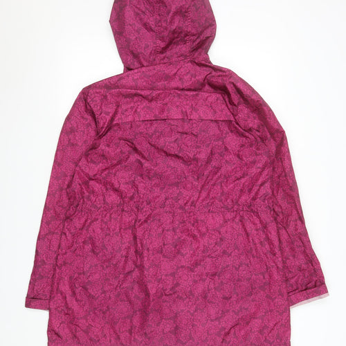 TU Women’s Pink Floral Hooded Rain Coat Jacket Size M