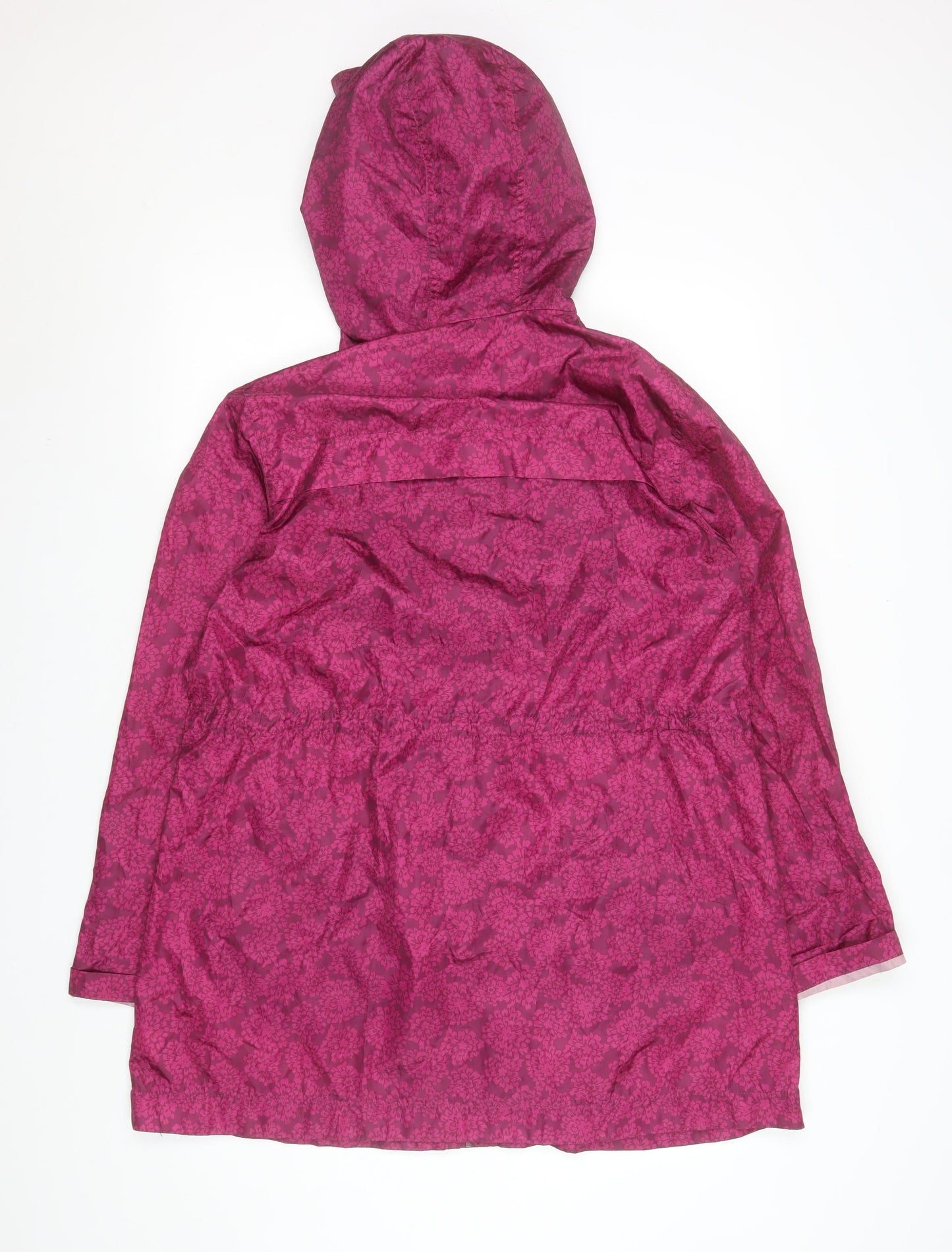 TU Women’s Pink Floral Hooded Rain Coat Jacket Size M