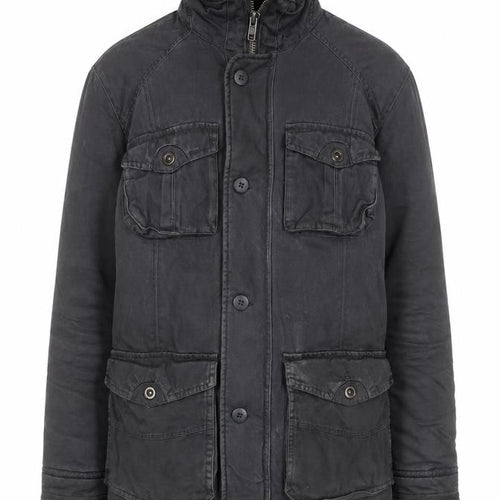 George Men's Black Military Jacket Small Cotton Casual Mid-Length