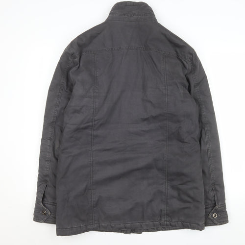 George Men's Black Military Jacket Small Cotton Casual Mid-Length