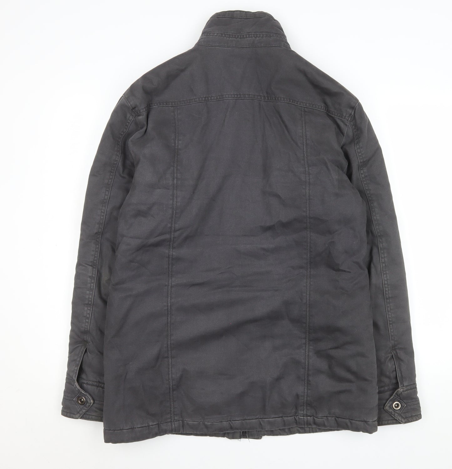 George Men's Black Military Jacket Small Cotton Casual Mid-Length