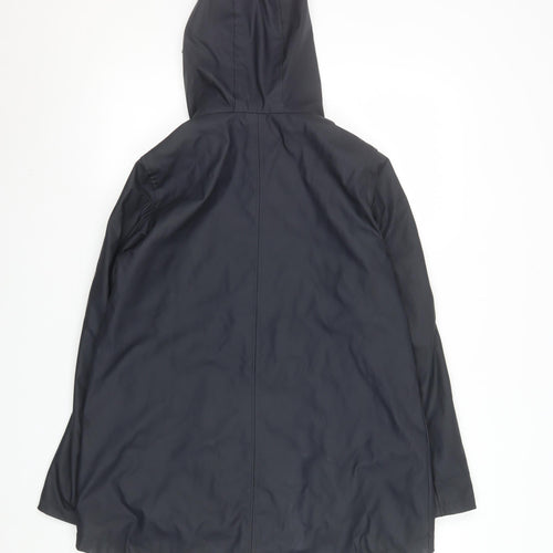 F&F Women’s Black Hooded Waterproof Mid-Length Rain Coat UK 8