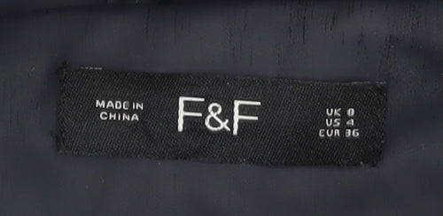 F&F Women’s Black Hooded Waterproof Mid-Length Rain Coat UK 8