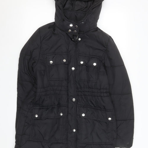 New Look Women's Black Hooded Puffer Jacket Size 12