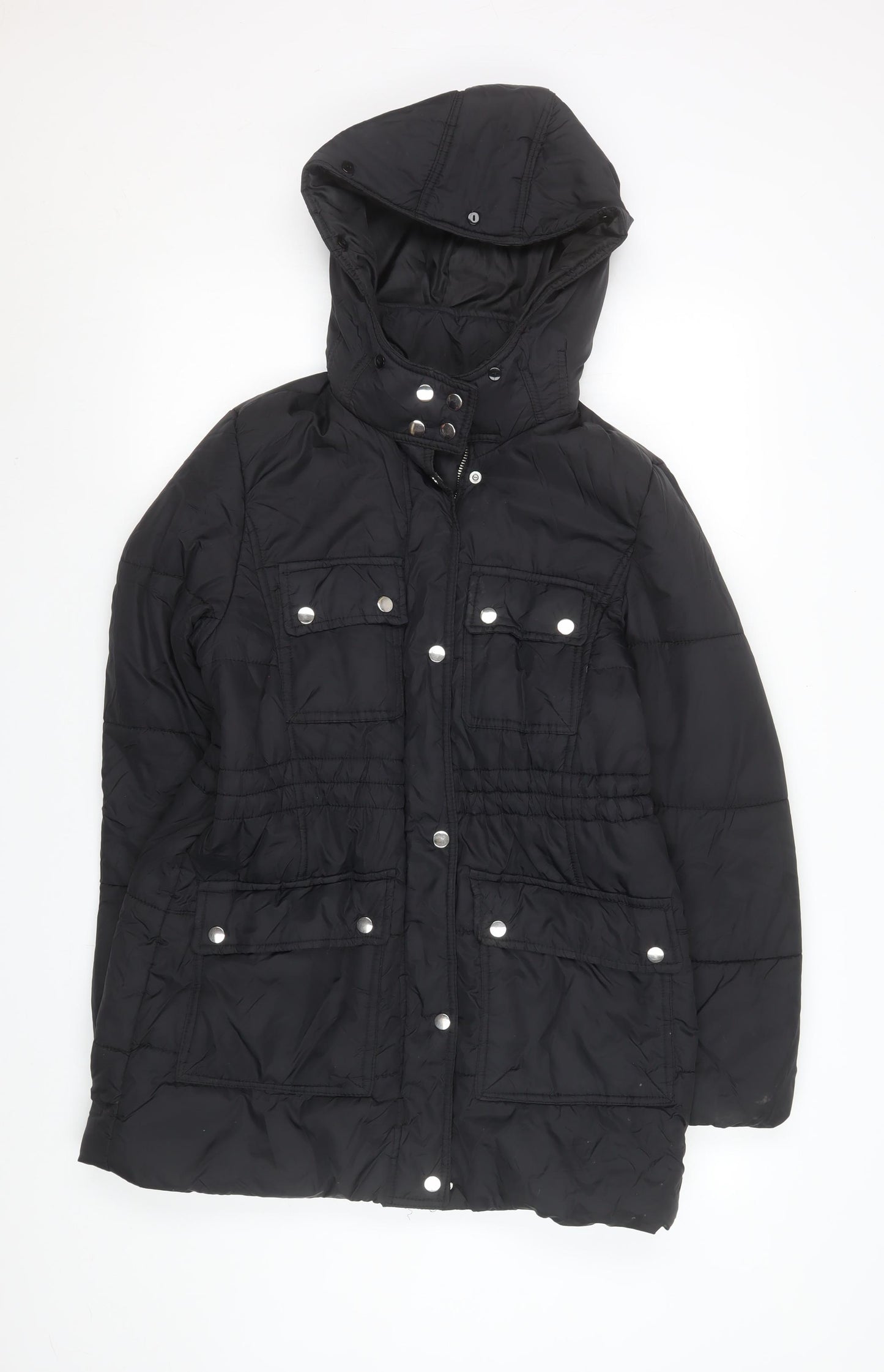 New Look Women's Black Hooded Puffer Jacket Size 12