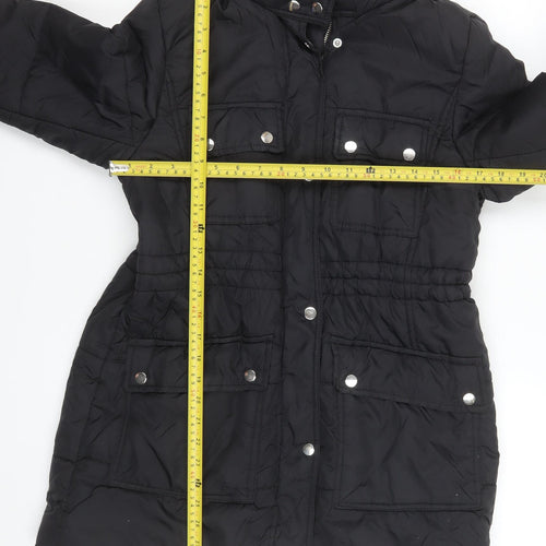 New Look Women's Black Hooded Puffer Jacket Size 12