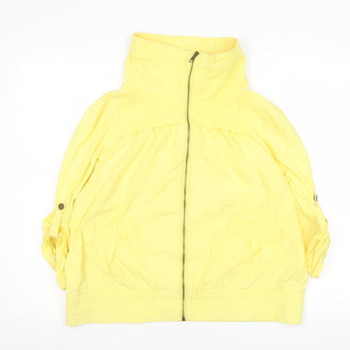 Papaya Women Yellow Windbreaker Jacket Size 12 Elastic Waist
