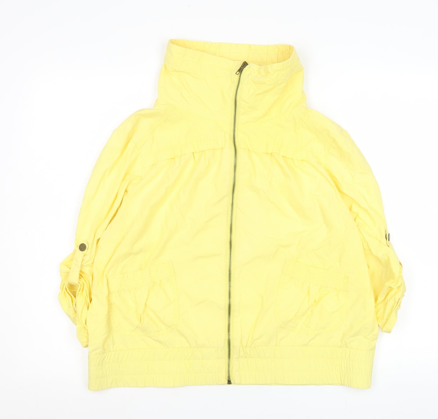 Papaya Women Yellow Windbreaker Jacket Size 12 Elastic Waist