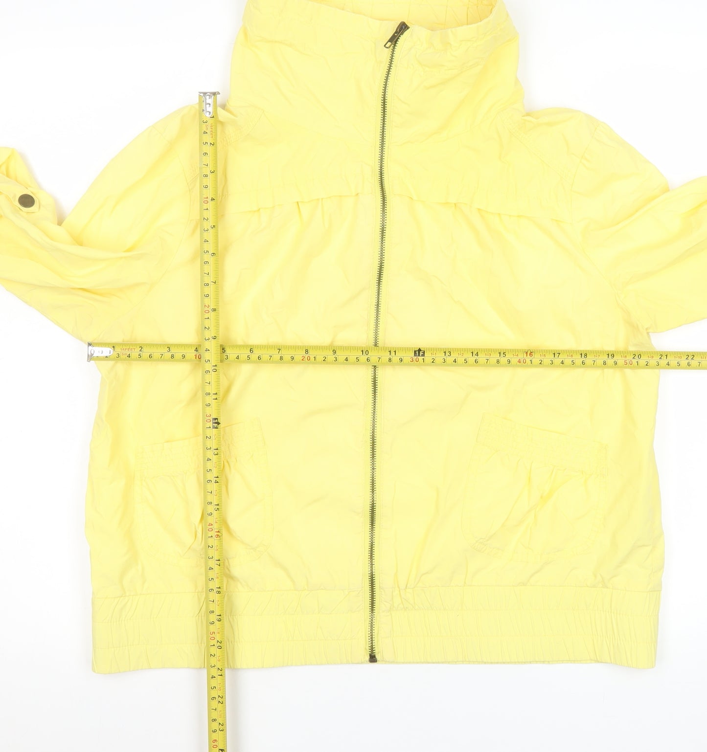Papaya Women Yellow Windbreaker Jacket Size 12 Elastic Waist