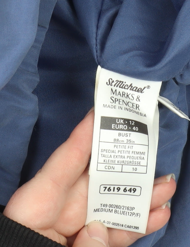 Marks and Spencer Women Blue Petite Size 12 Parka Jacket