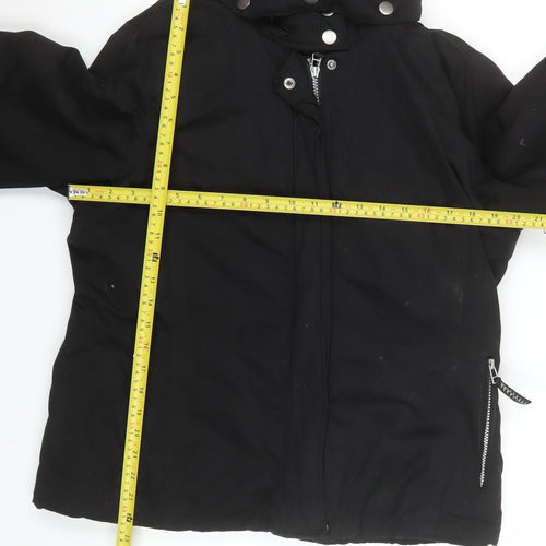 George Womens Black Faux Fur Hooded Parka Jacket Size 16