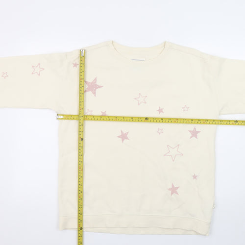 Fat Face Women Beige Star Print Pullover Sweatshirt UK 12 Cotton Blend