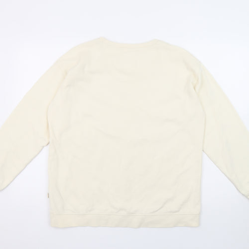 Fat Face Women Beige Star Print Pullover Sweatshirt UK 12 Cotton Blend