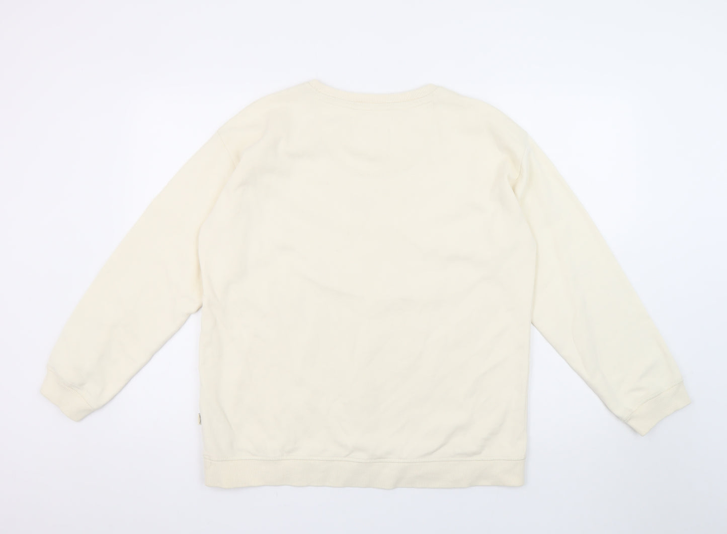 Fat Face Women Beige Star Print Pullover Sweatshirt UK 12 Cotton Blend