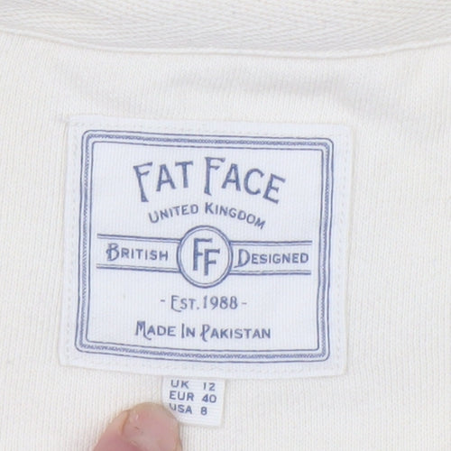 Fat Face Women Beige Star Print Pullover Sweatshirt UK 12 Cotton Blend