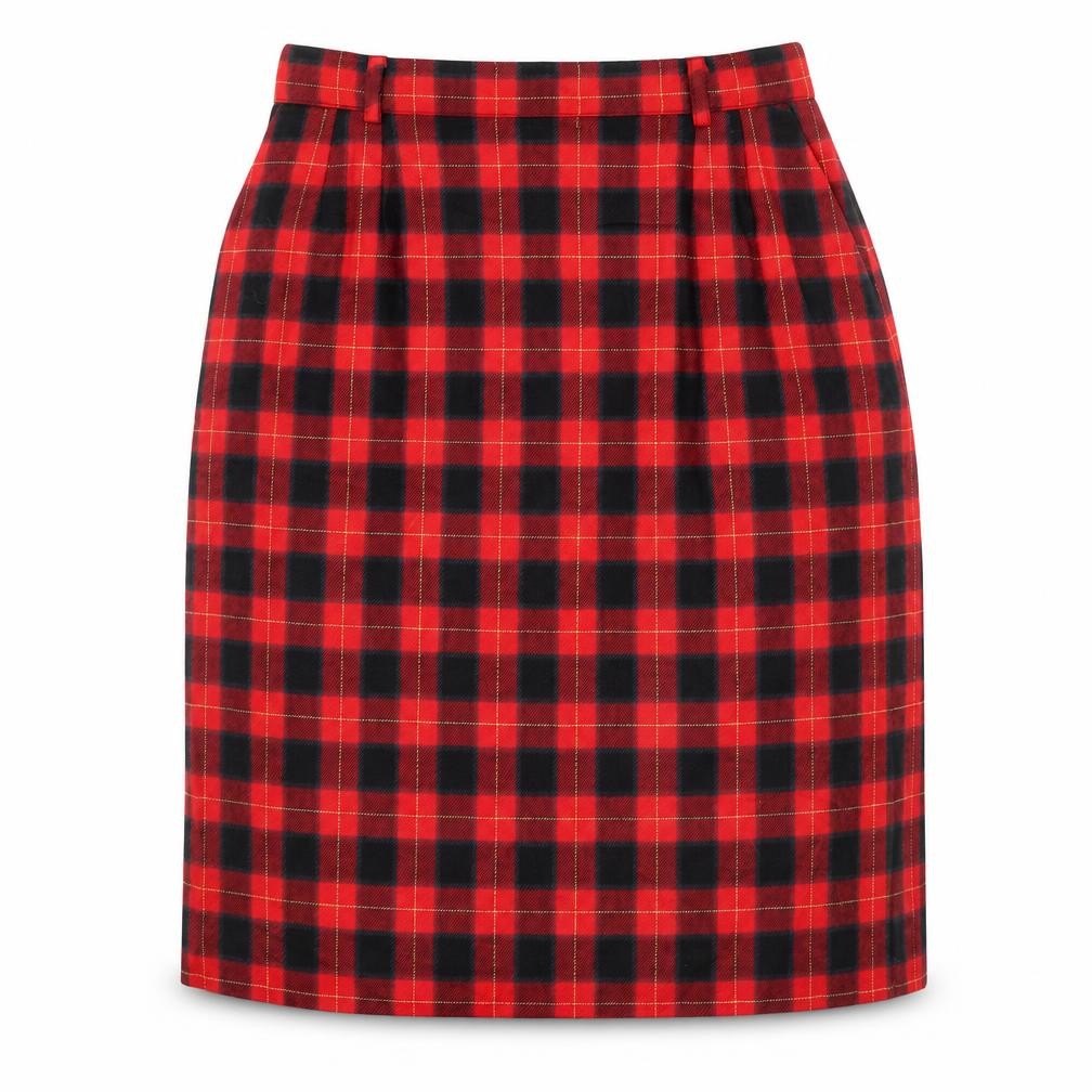 Viyella Women's Red Plaid Wool Pencil Skirt Size 16 Vintage