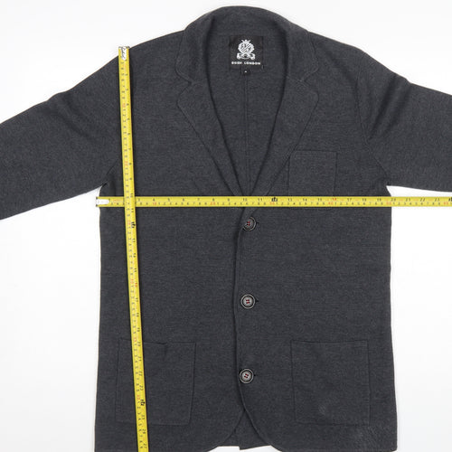 Guide London Men Grey Collared Button Cardigan Jumper M