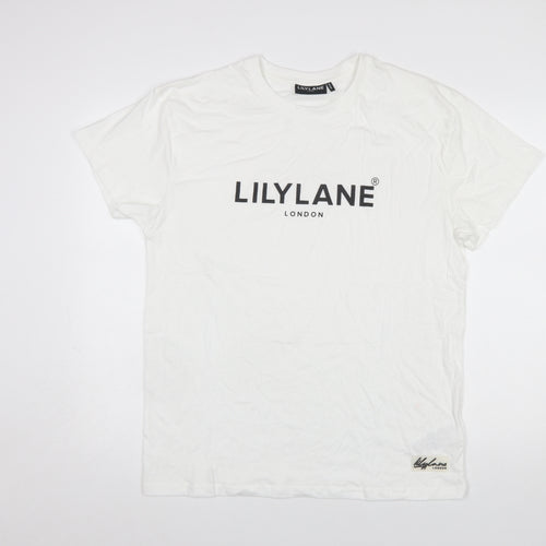 LilyLane London Men's White Cotton Crew Neck T-Shirt Size M