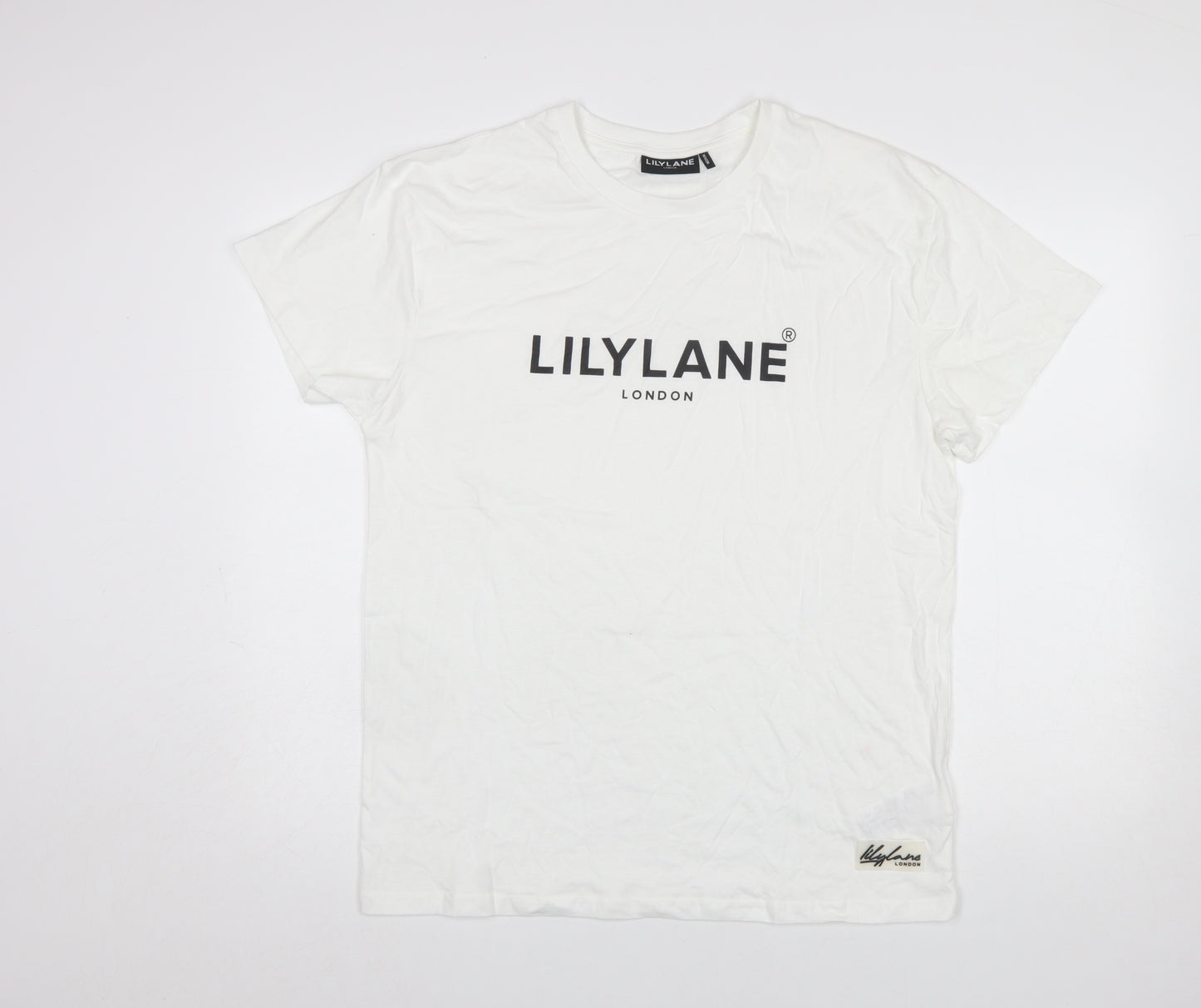 LilyLane London Men's White Cotton Crew Neck T-Shirt Size M