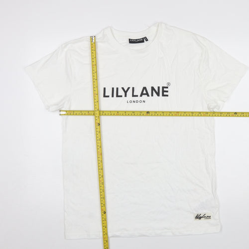 LilyLane London Men's White Cotton Crew Neck T-Shirt Size M